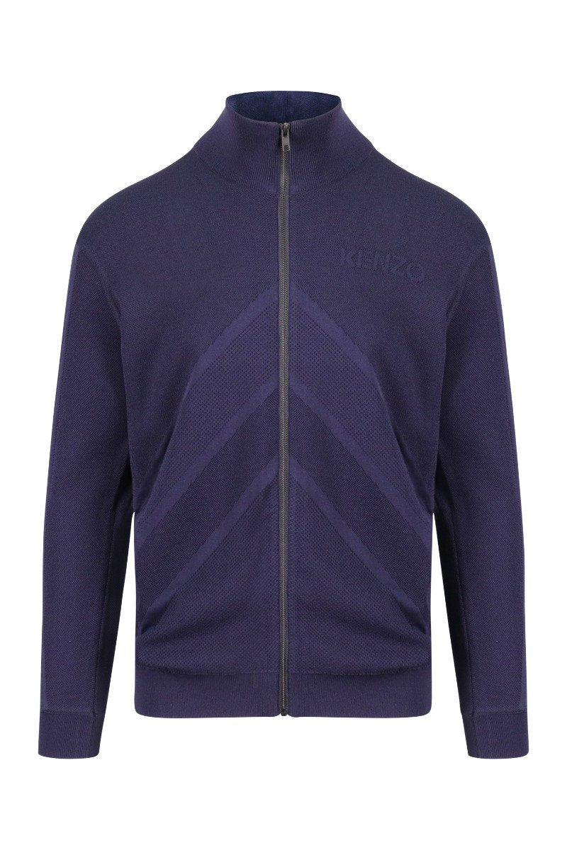 Tech Knit Zipped Cardigan Men Fashion Kenzo Paris Outwear Viscose Blend