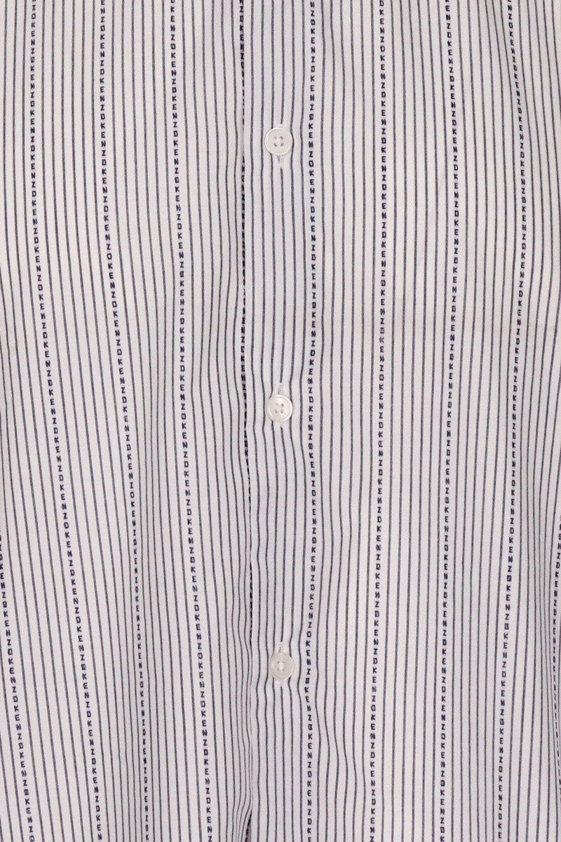 Pinstripe Shirt Men Fashion Kenzo Paris Cotton Long Sleeve Patterned Formal Slim-Fit