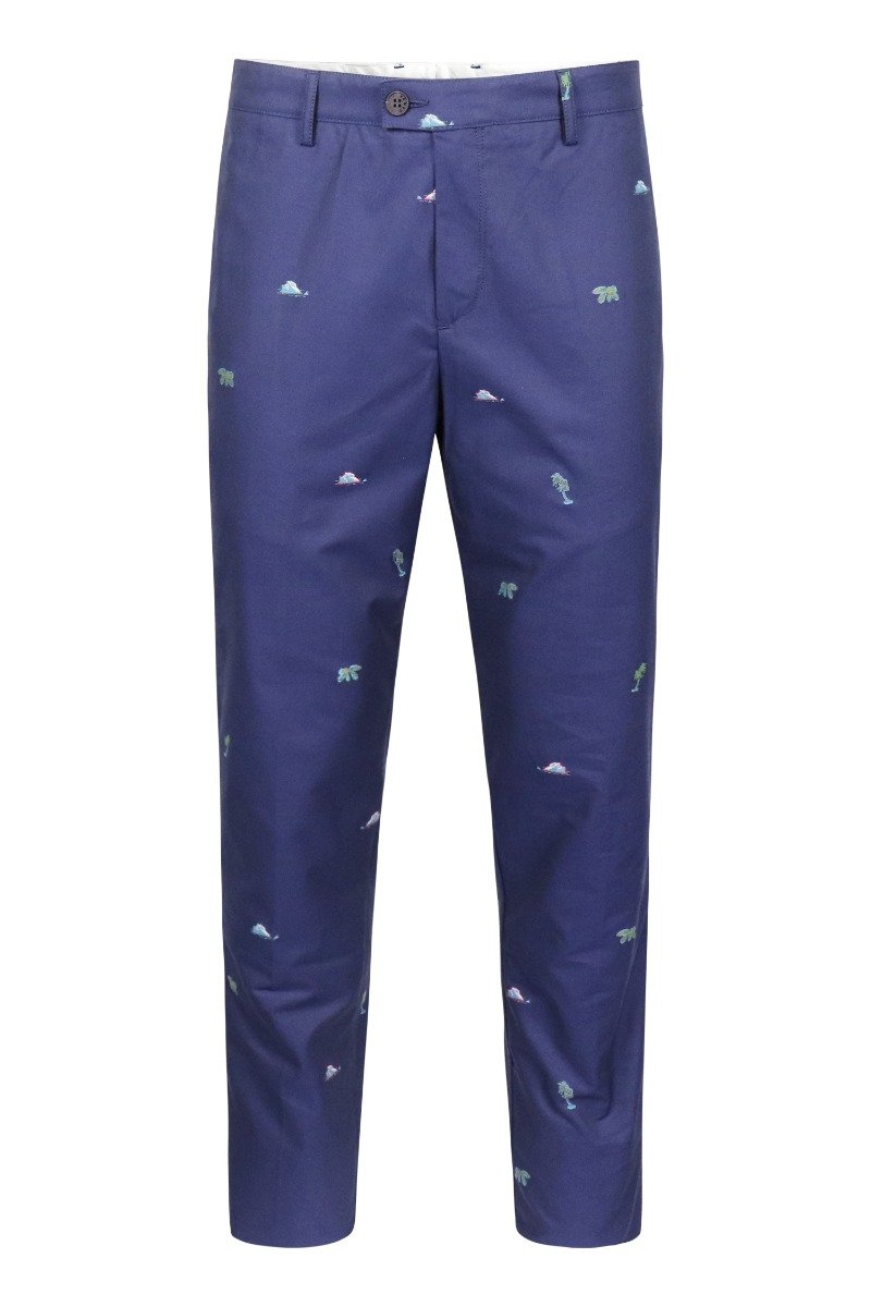 Tropical Ice Trouser Kenzo Pattern Long Pants Casual Straight Cut Cotton Fashion