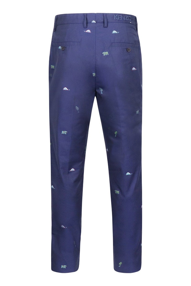 Tropical Ice Trouser Kenzo Pattern Long Pants Casual Straight Cut Cotton Fashion