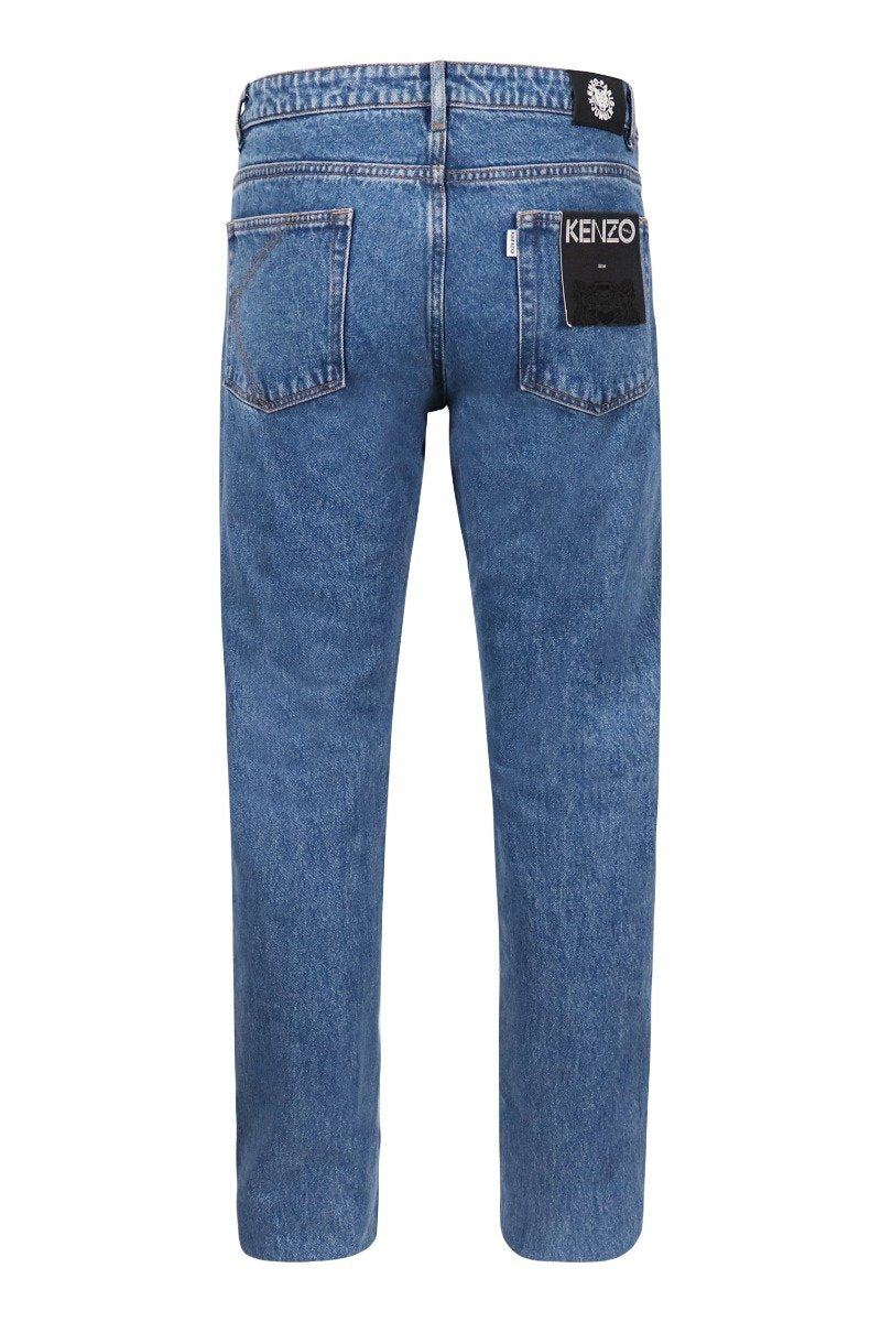 Slim Fit Jeans Men Fashion Kenzo Paris Denim Cotton Pants Casual