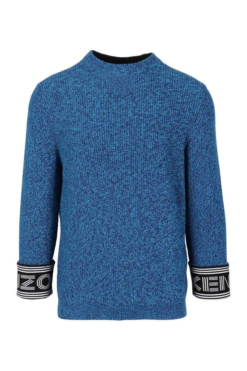 Kenzo Logo Ribbed Sweater Men Fashion Jersey Contrasted Yarn Long-Sleeve Detailed Designer