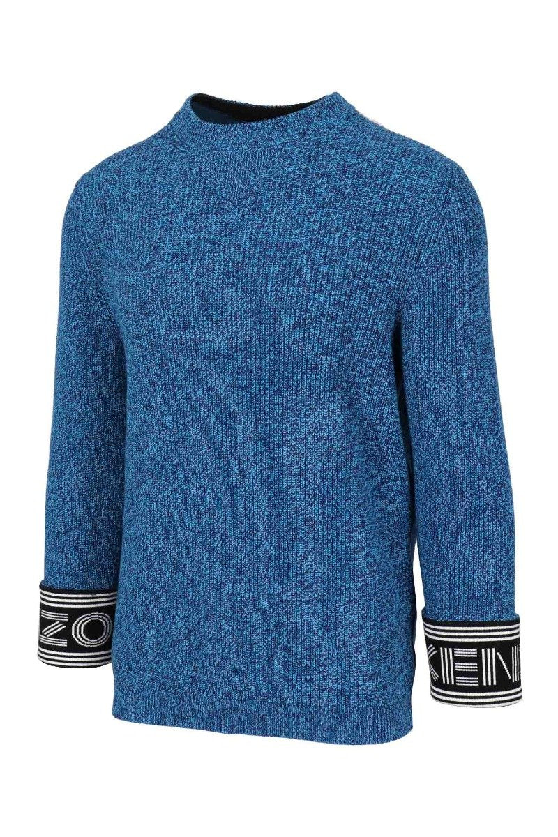 Kenzo Logo Ribbed Sweater Men Fashion Jersey Contrasted Yarn Long-Sleeve Detailed Designer