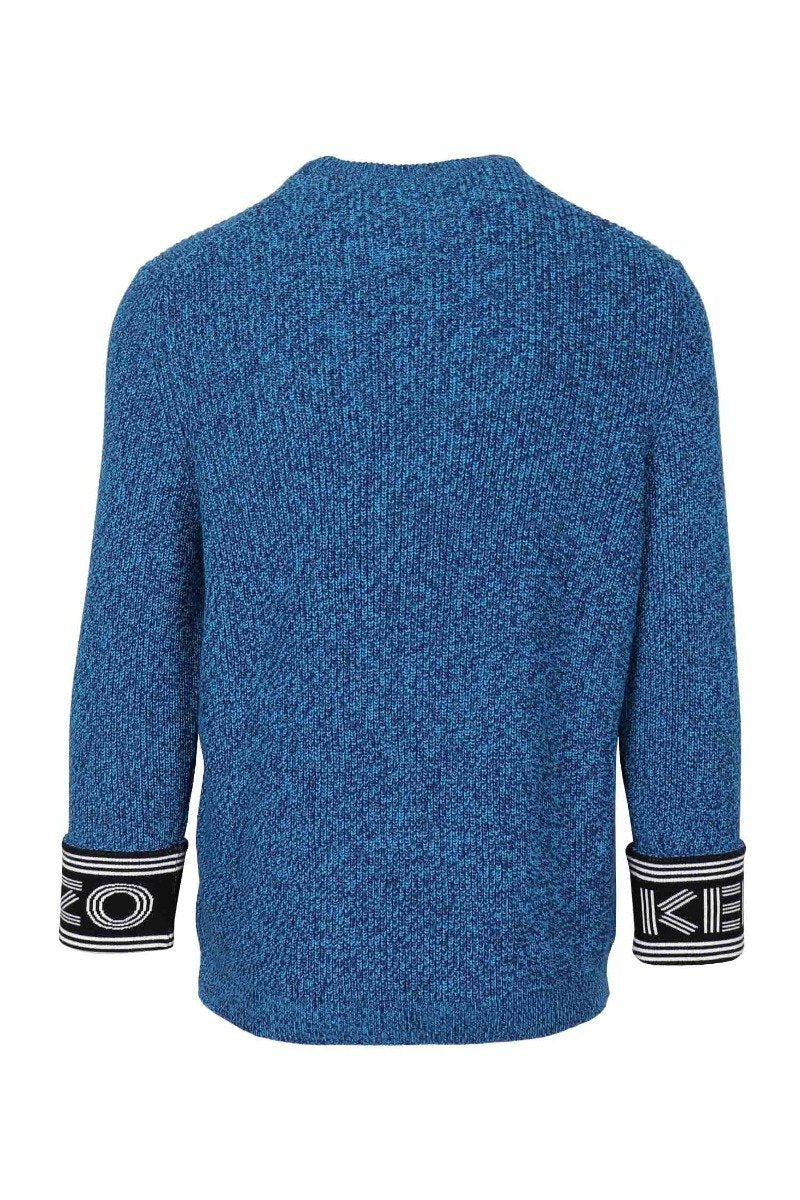 Kenzo Logo Ribbed Sweater Men Fashion Jersey Contrasted Yarn Long-Sleeve Detailed Designer