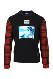 Tropical Ice Sweater Kenzo Men Virgin Wool Casual Fashion Long Sleeve