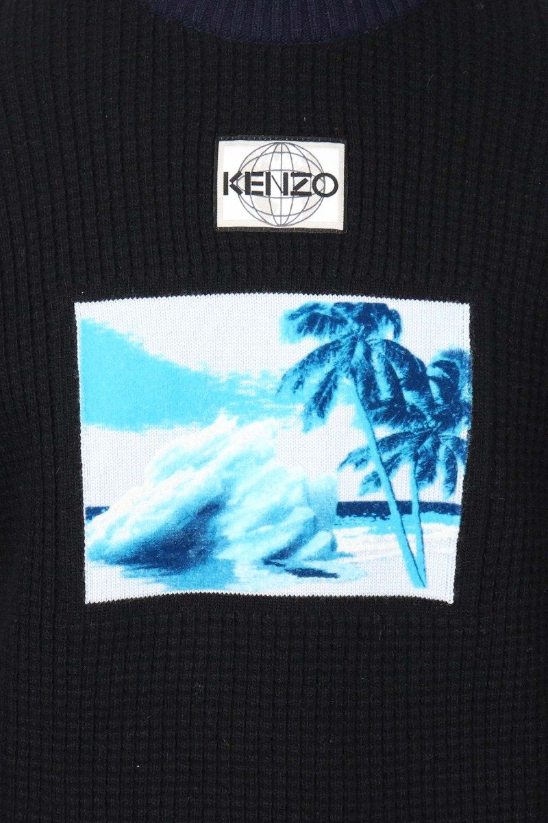 Tropical Ice Sweater Kenzo Men Virgin Wool Casual Fashion Long Sleeve
