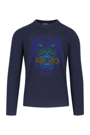 Kenzo Velvet Tiger Sweater Men Fashion Kenzo Paris Wool Long-Sleeve Slim Casual