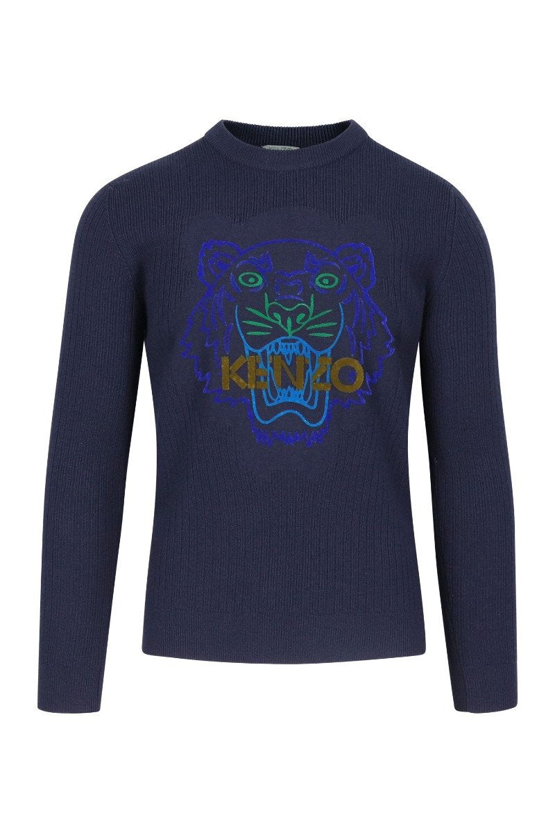 Kenzo Velvet Tiger Sweater Men Fashion Kenzo Paris Wool Long-Sleeve Slim Casual