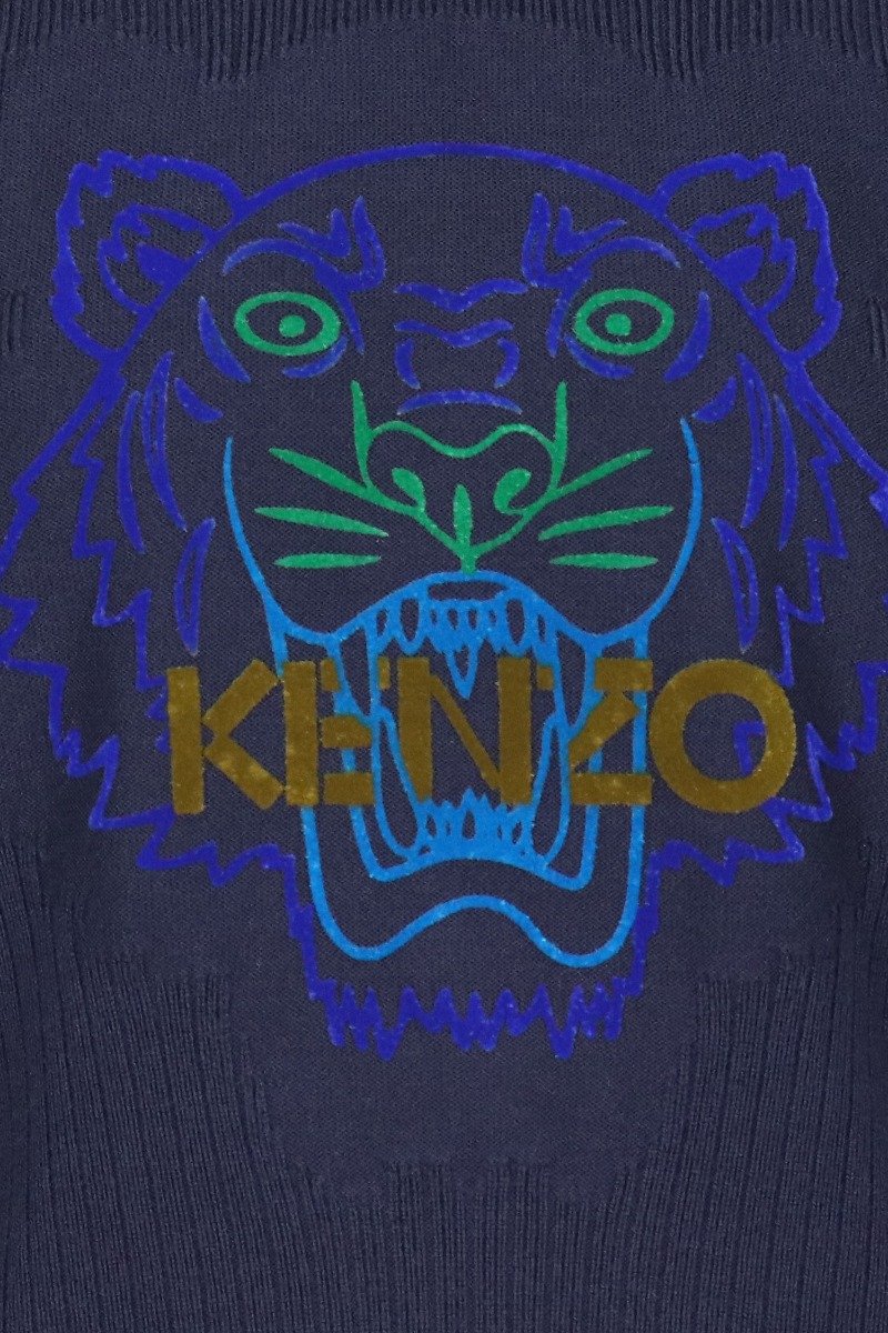 Kenzo Velvet Tiger Sweater Men Fashion Kenzo Paris Wool Long-Sleeve Slim Casual