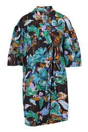 Bamboo Tiger Kimono Dress Woman Fashion Midi Designer Dinner Party Floral Prints
