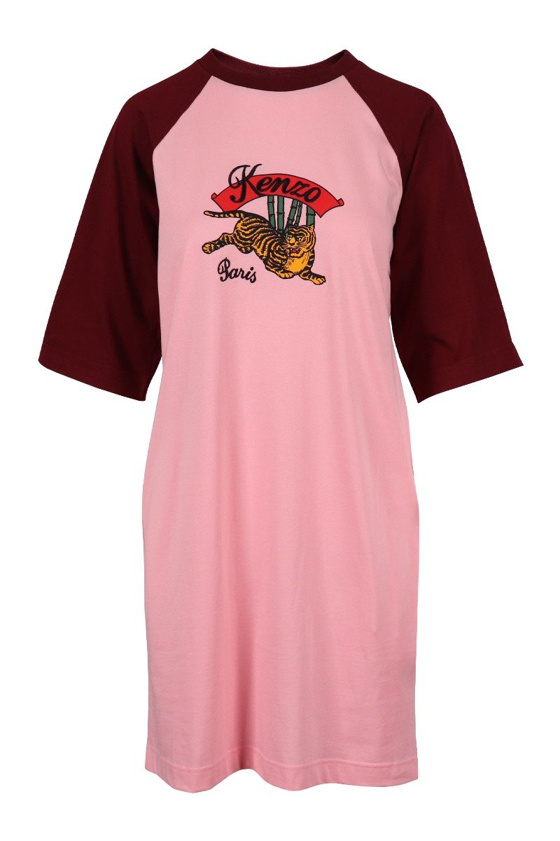 Bamboo Tiger T-Shirt Dress Women Kenzo Paris Fashion Embroidery 