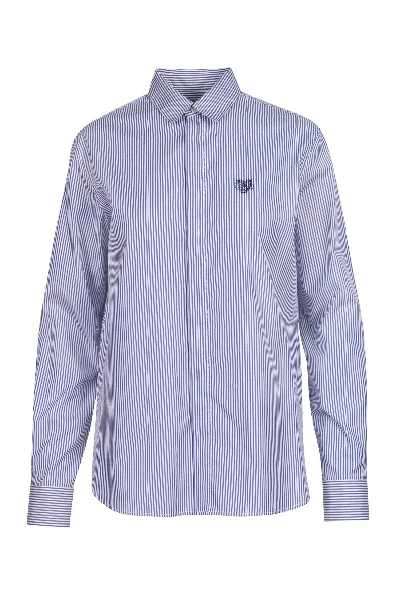 Tiger Shirt Men Fashion Kenzo Paris Cotton Long Sleeve Semi Formal Casual Stripes