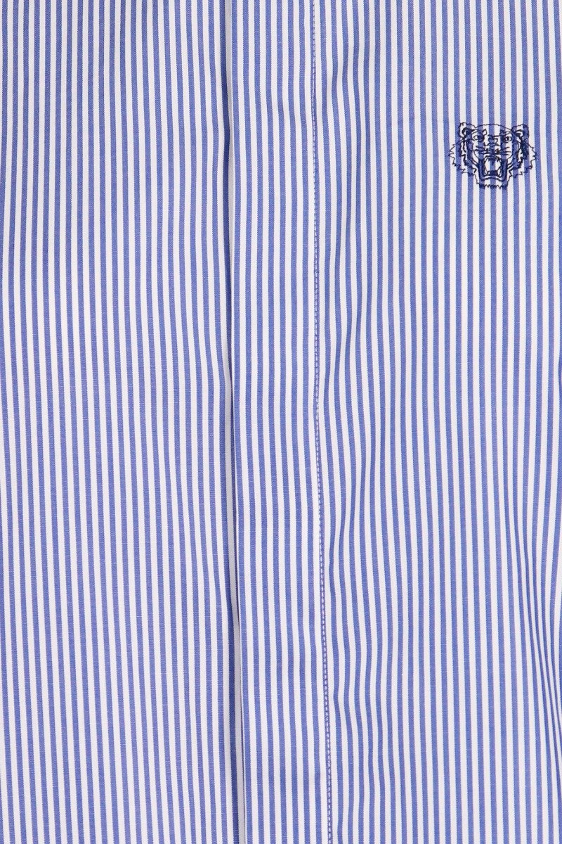 Tiger Shirt Men Fashion Kenzo Paris Cotton Long Sleeve Semi Formal Casual Stripes