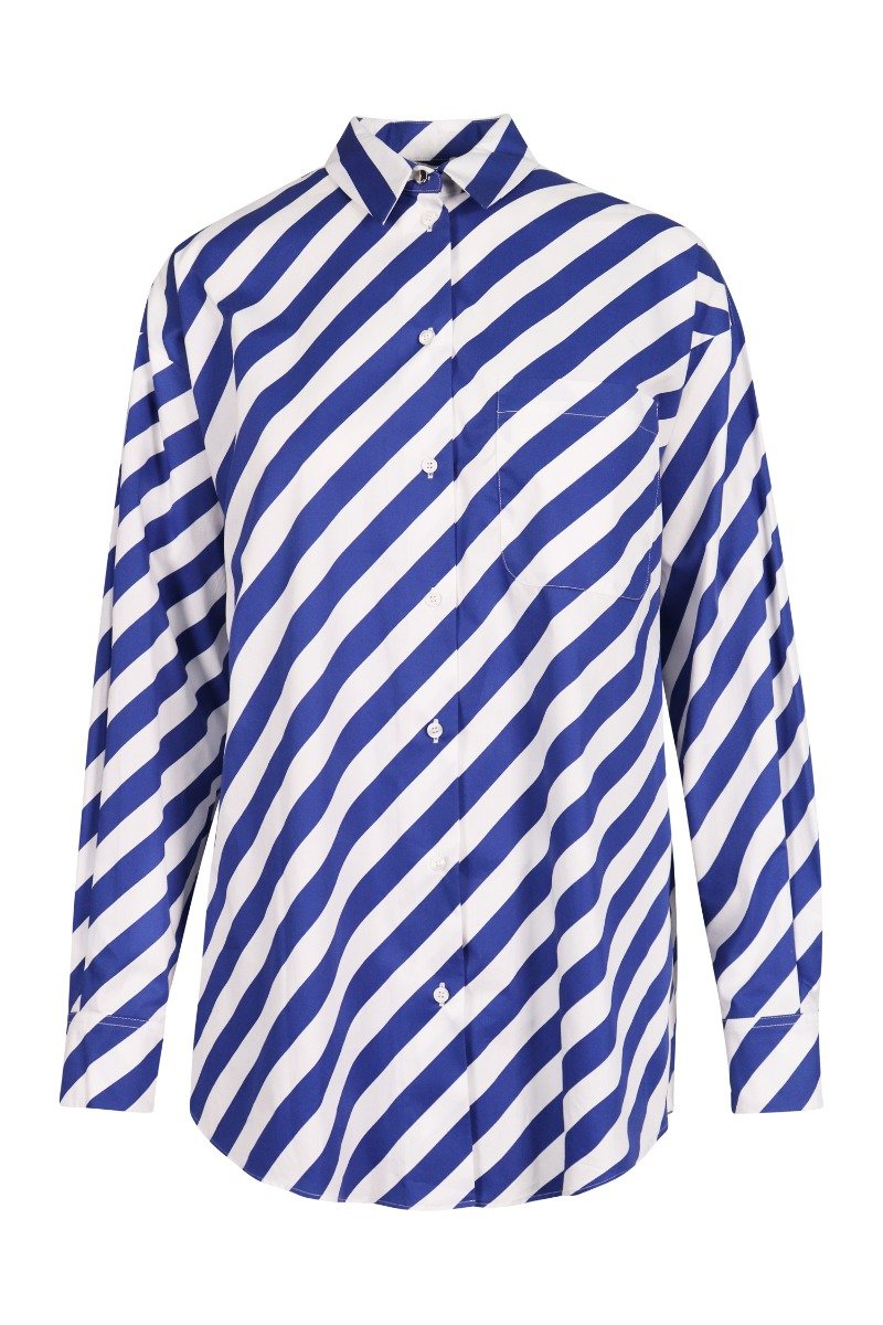 Diagonal Stripes Shirt Cotton Unisex Men Women Fashion Designer Casual