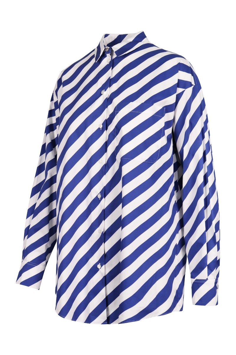Diagonal Stripes Shirt Cotton Unisex Men Women Fashion Designer Casual