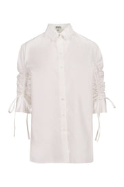 Poplin Ruffled Shirt Women Fashion Kenzo Paris Cotton Straight-Cut Long Sleeve Stylish