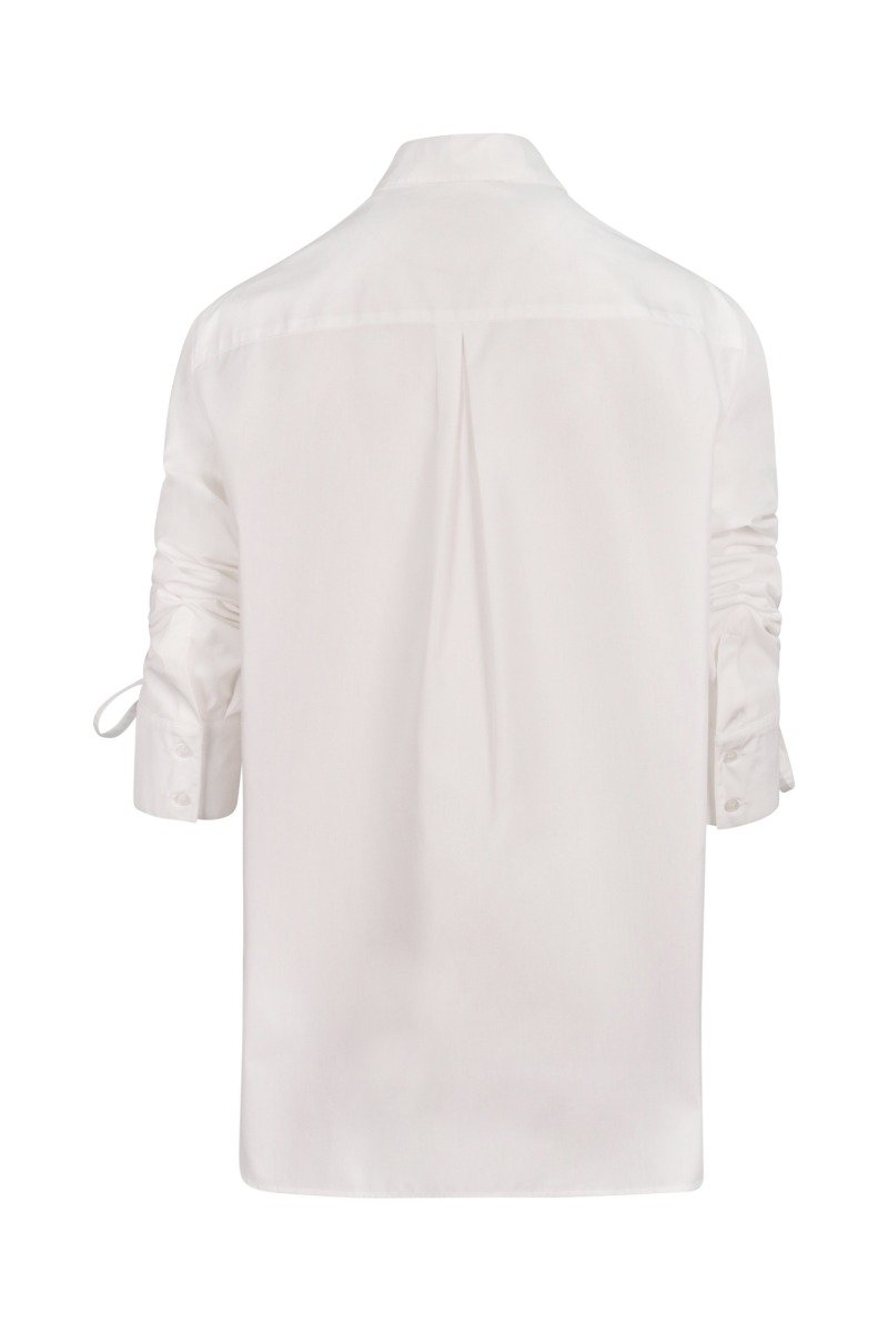 Poplin Ruffled Shirt Women Fashion Kenzo Paris Cotton Straight-Cut Long Sleeve Stylish
