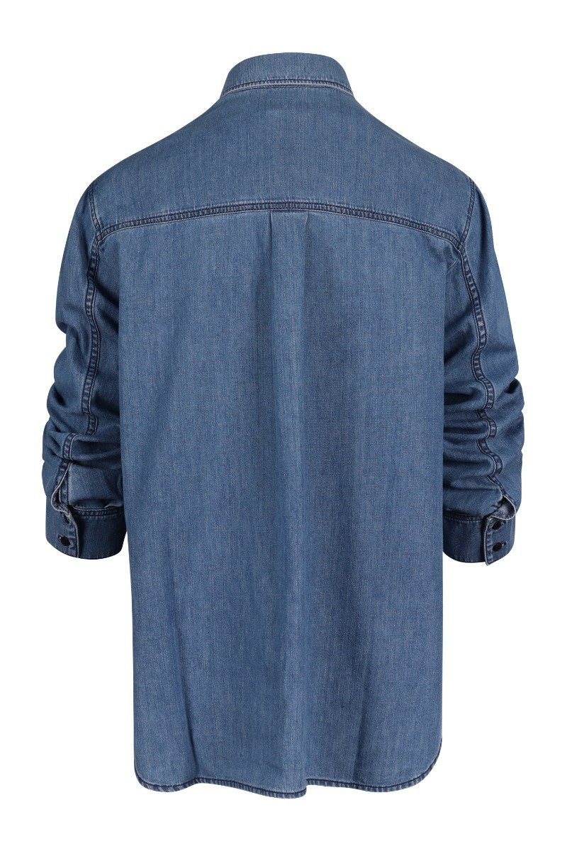 Light Washed Denim Shirt Women Fashion Kenzo Paris Cotton Stylish Trendy Chic