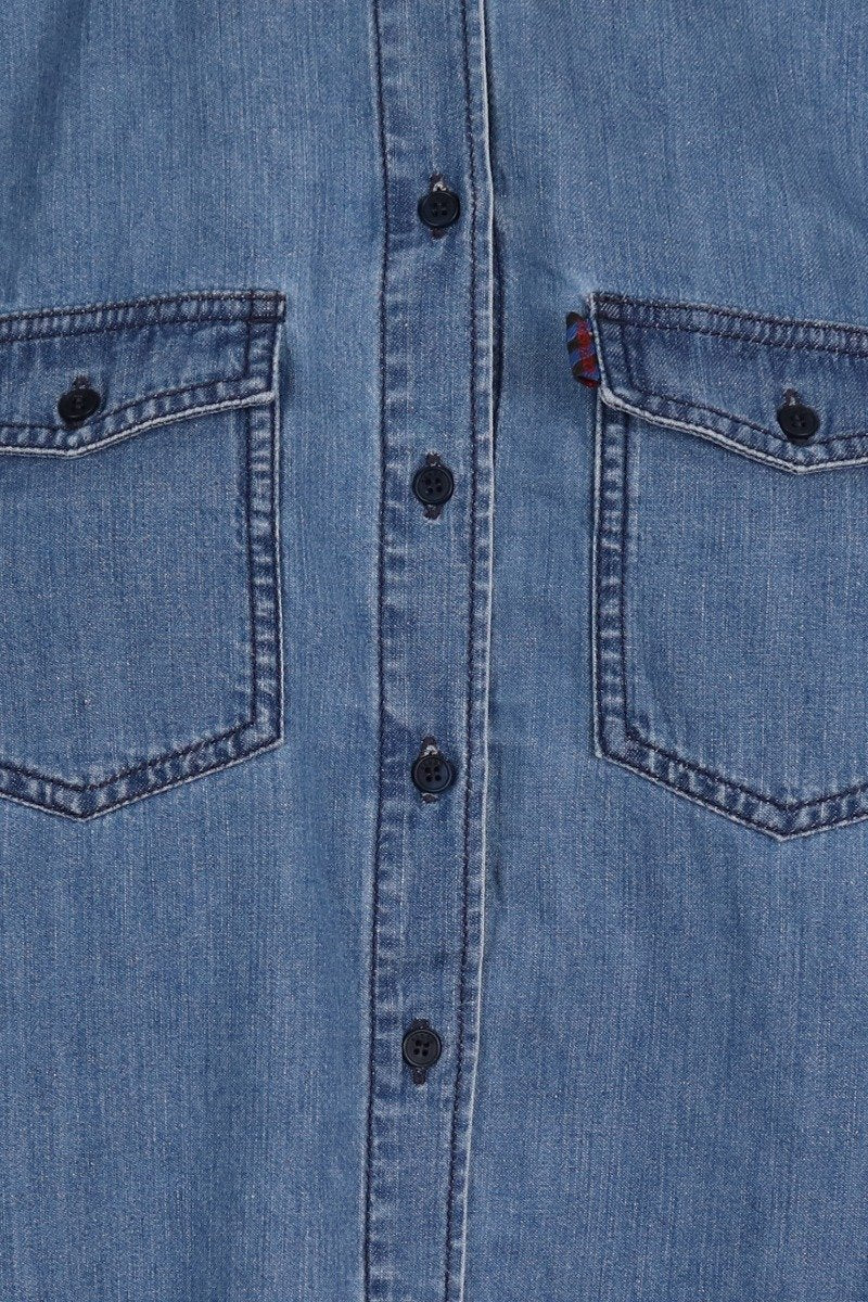 Light Washed Denim Shirt Women Fashion Kenzo Paris Cotton Stylish Trendy Chic