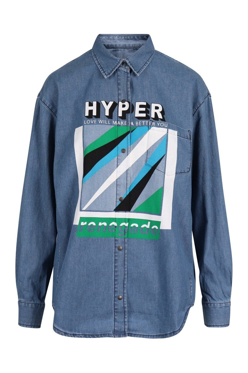Hyper Kenzo Denim Shirt Kenzo Long Sleeve Casual Shirt
