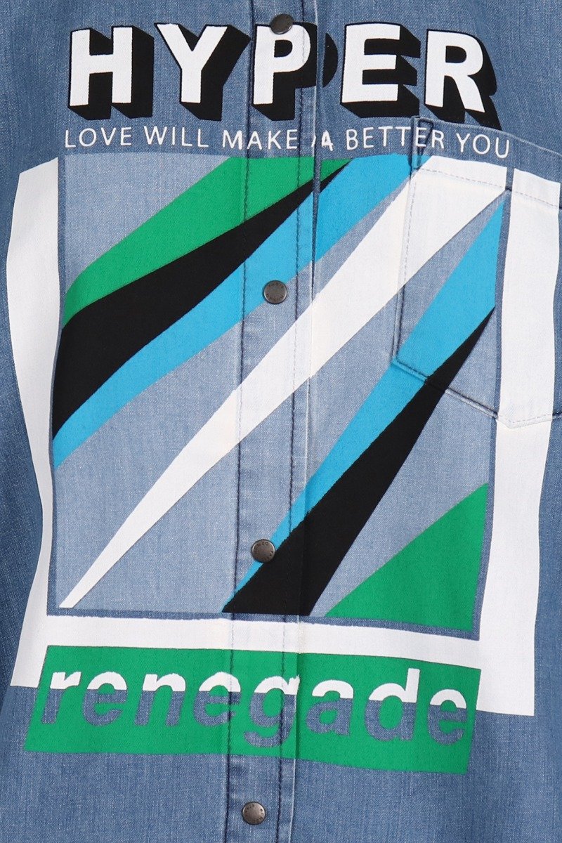 Hyper Kenzo Denim Shirt Kenzo Long Sleeve Casual Shirt