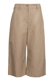 Wide Leg Trouser Cropped Flared Button-Fastening Cotton Blend Fashion Modern Kenzo Paris Camel