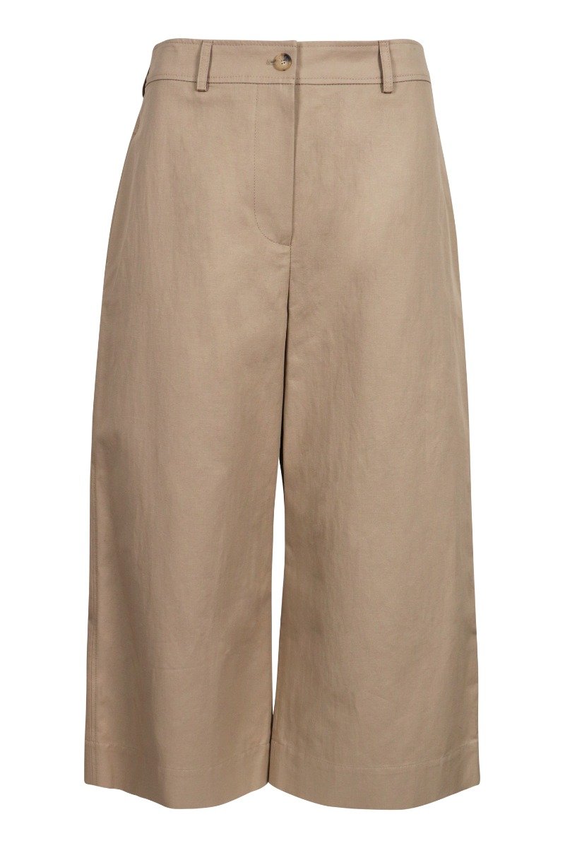 Wide Leg Trouser Cropped Flared Button-Fastening Cotton Blend Fashion Modern Kenzo Paris Camel