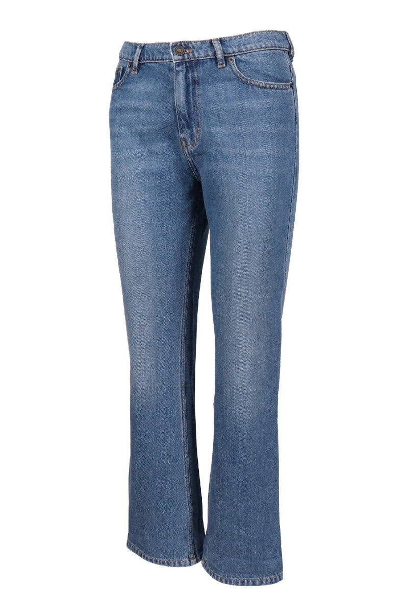 Stone Bleached Cropped Jean Women Fashion Kenzo Paris Cotton Denim Long Jeans Casual Style