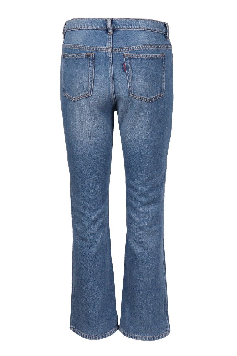 Stone Bleached Cropped Jean Women Fashion Kenzo Paris Cotton Denim Long Jeans Casual Style