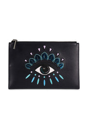 A5 Eye Clutch Leather Embroidery Fashion Designer Kenzo Paris Unisex Men Women Chic 