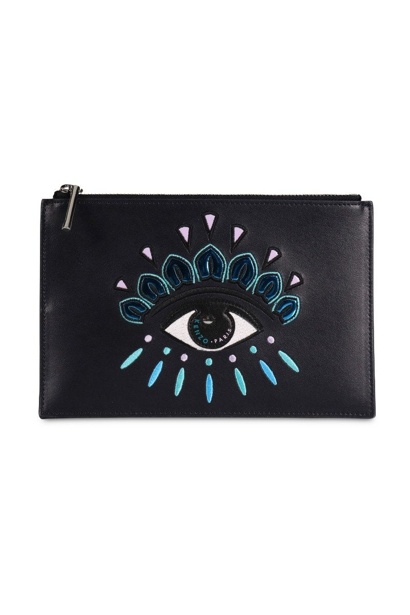 A5 Eye Clutch Leather Embroidery Fashion Designer Kenzo Paris Unisex Men Women Chic 