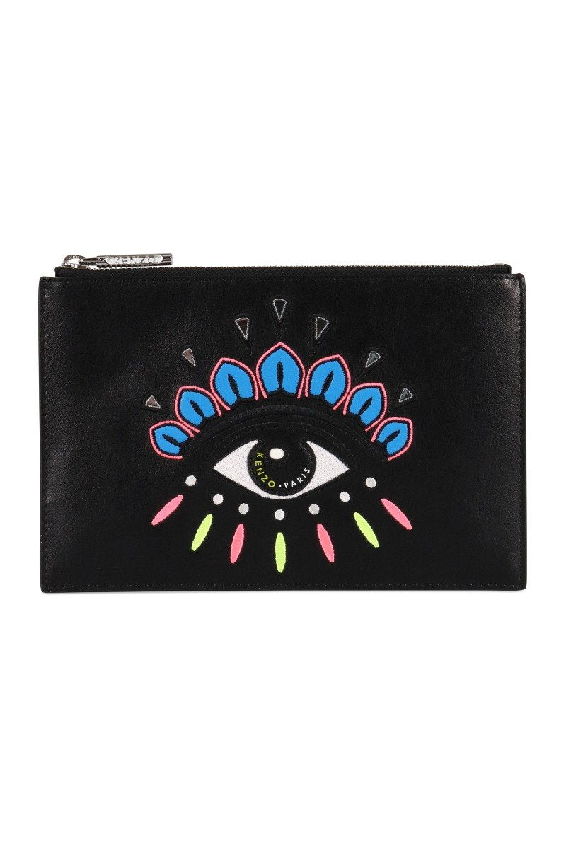 A5 Eye Clutch Leather Embroidery Fashion Designer Kenzo Paris Unisex Men Women Chic