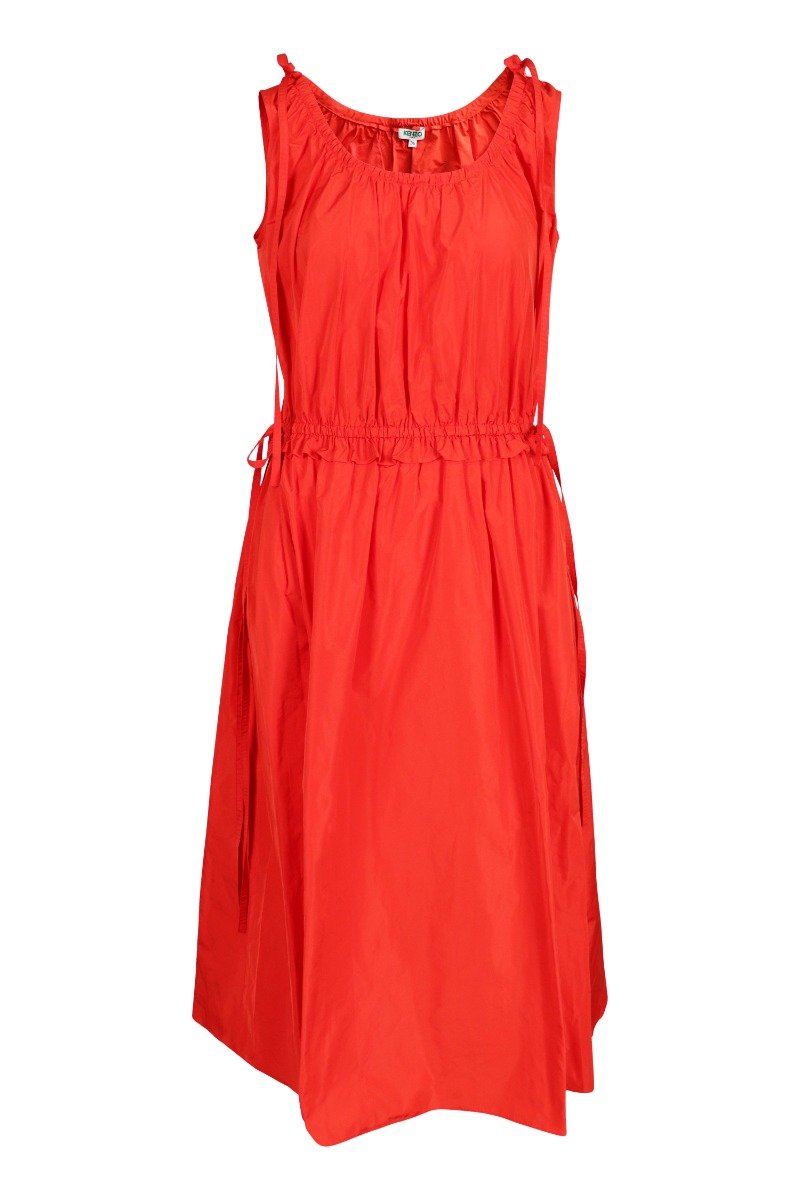 Taffeta Strapped Dress Women Fashion Kenzo Paris Polyester Sleeveless Onepiece