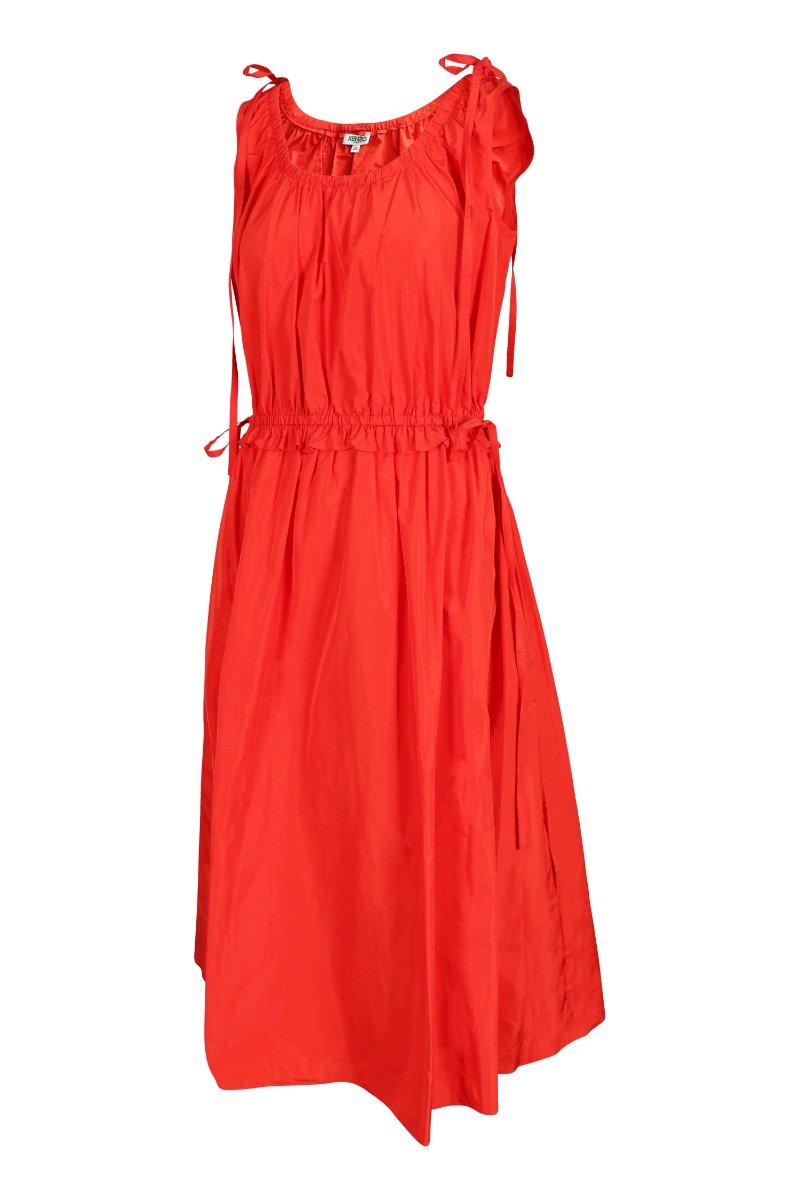 Taffeta Strapped Dress Women Fashion Kenzo Paris Polyester Sleeveless Onepiece