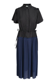 Pleated Shirt Dress Women Fashion Kenzo Paris Short Sleeve Cotton Onepiece Stylish