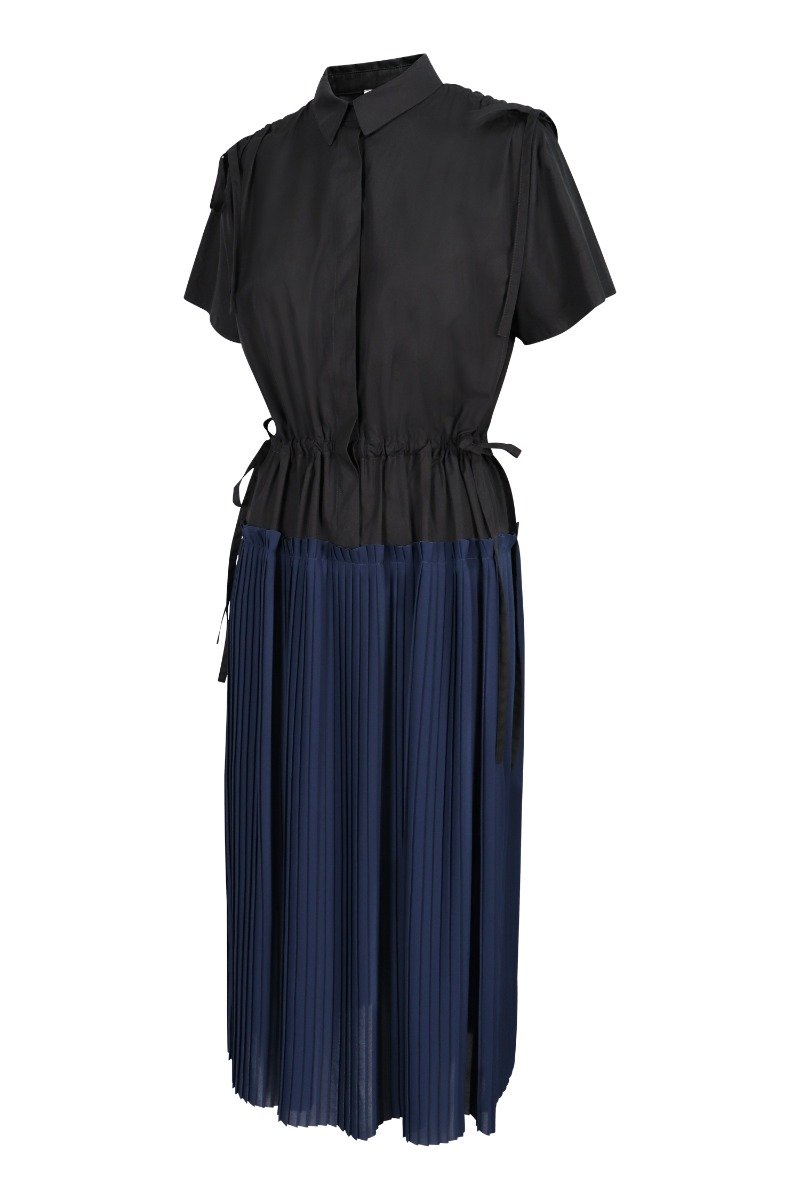 Pleated Shirt Dress Women Fashion Kenzo Paris Short Sleeve Cotton Onepiece Stylish