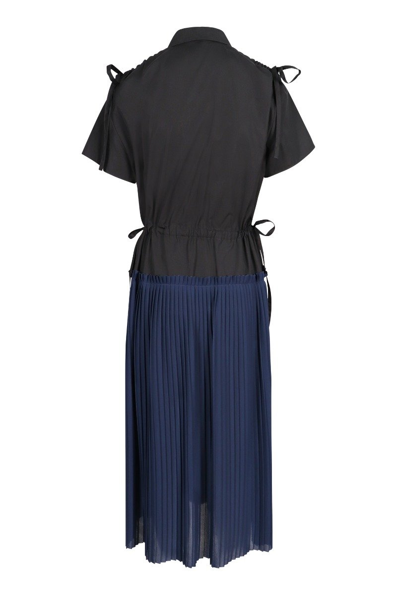 Pleated Shirt Dress Women Fashion Kenzo Paris Short Sleeve Cotton Onepiece Stylish