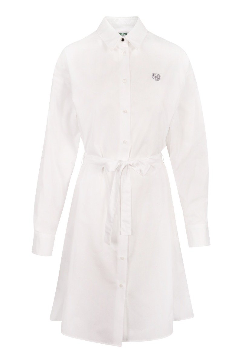 Tiger Shirt Dress Kenzo Paris Women Fashion Cotton Long Sleeve Elegant