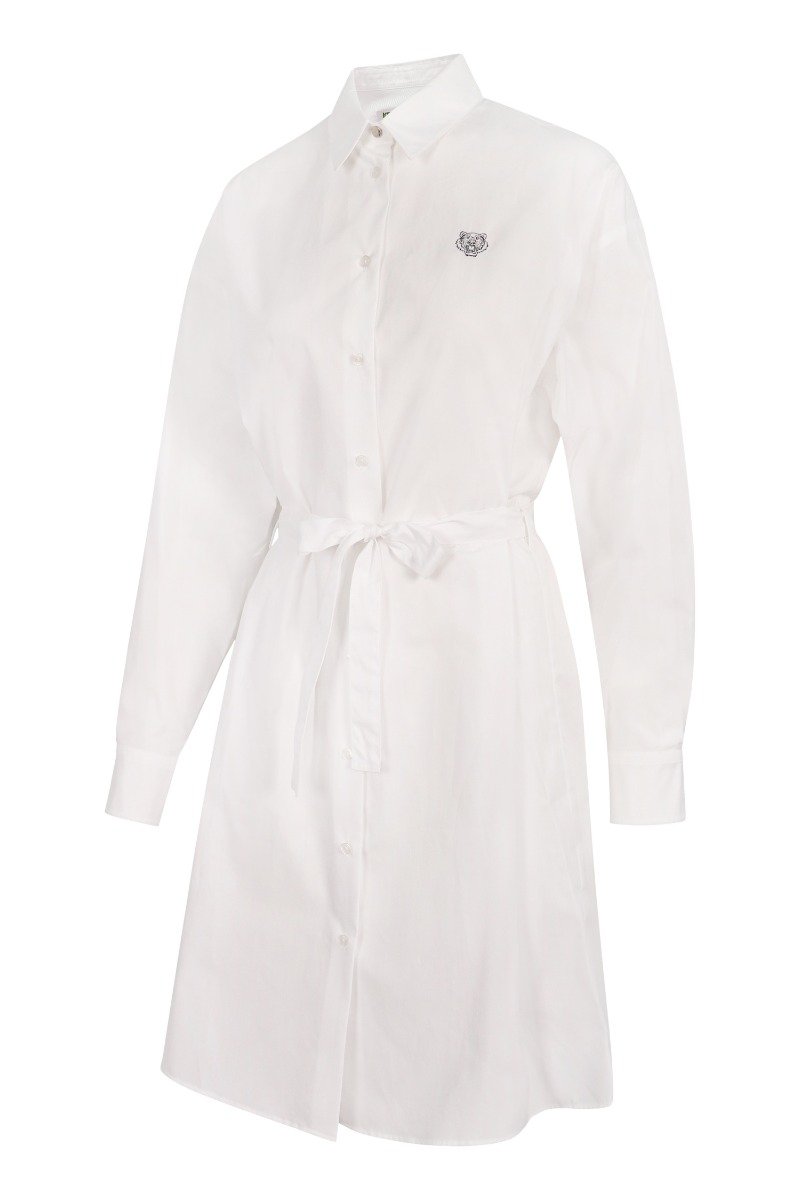 Tiger Shirt Dress Kenzo Paris Women Fashion Cotton Long Sleeve Elegant