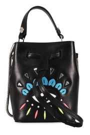 Eye Bucket Bag Kenzo Paris Black Embroidery Fashion Calf Leather