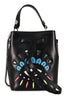 Eye Bucket Bag Kenzo Paris Black Embroidery Fashion Calf Leather