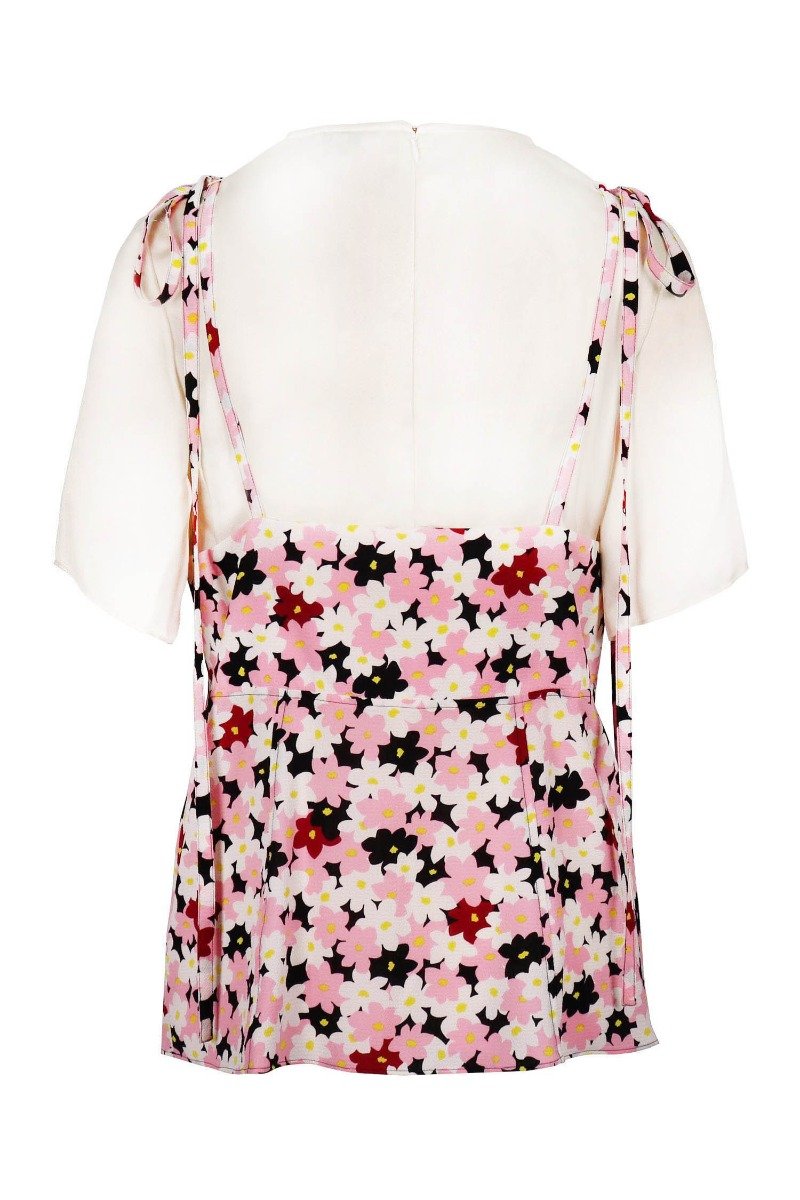 Jackie Floral Crepe Top Kenzo Short Sleeve Rounded Neck
