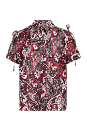 Paisley Short Sleeves Blouse Women Fashion Kenzo Paris Short Sleeve Cotton Stylish Pattern Top