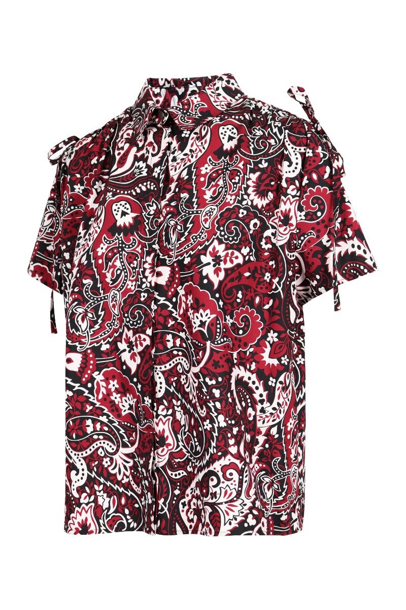 Paisley Short Sleeves Blouse Women Fashion Kenzo Paris Short Sleeve Cotton Stylish Pattern Top