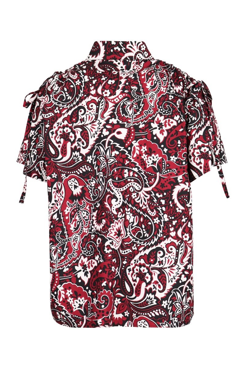 Paisley Short Sleeves Blouse Women Fashion Kenzo Paris Short Sleeve Cotton Stylish Pattern Top