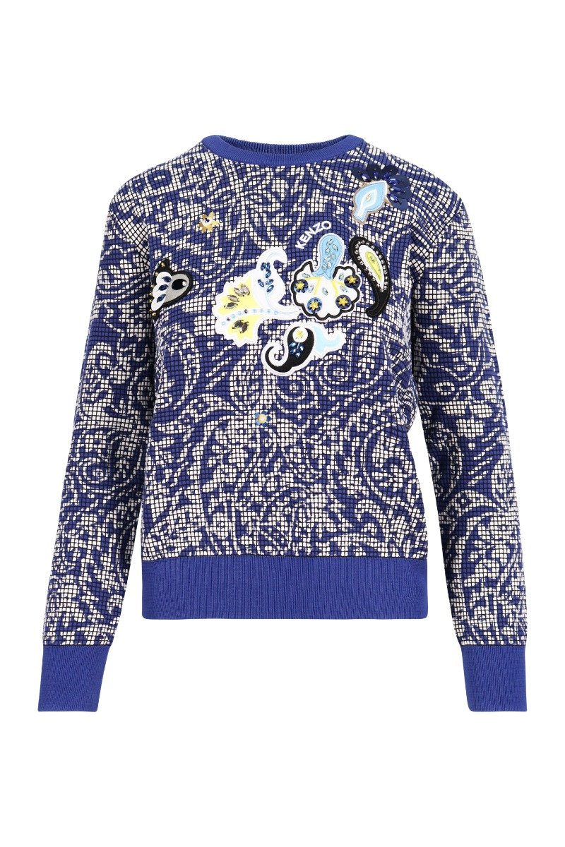 Paisley Jumper Women Fashion Kenzo Paris Cotton-Blend Long-Sleeve Pattern Stylish Designer