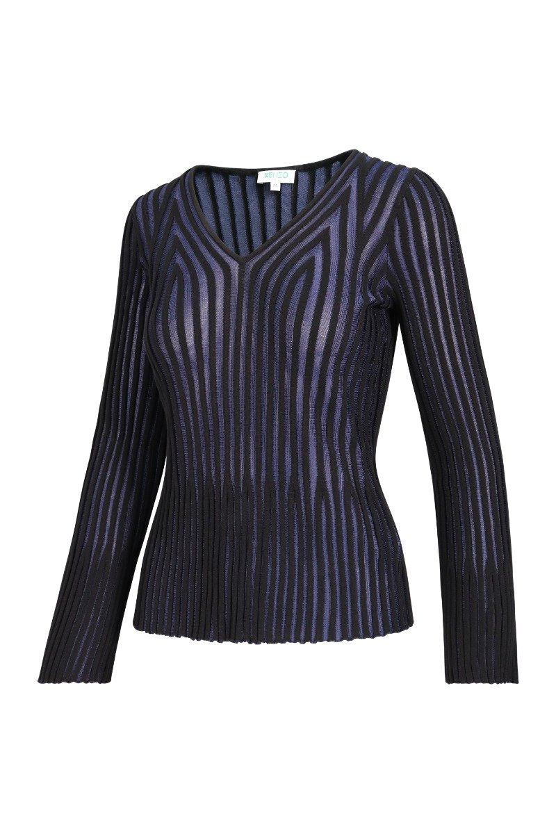 Rib Knitted Top Women Fashion Kenzo Paris Viscose-blend Long-Sleeve Stylish