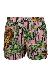 Bamboo Tiger Surf Short Polyster Casual Shorts Floral Prints Pattern Tiger