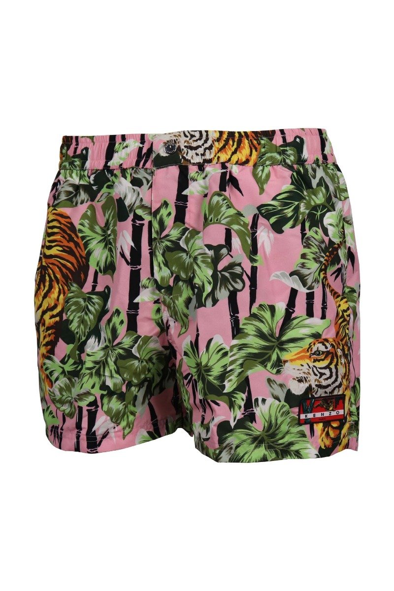 Bamboo Tiger Surf Short Polyster Casual Shorts Floral Prints Pattern Tiger