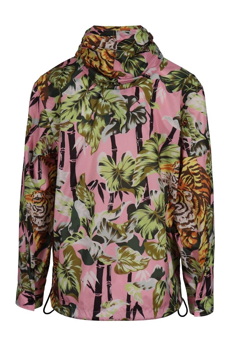 Bamboo Tiger Jacket Hooded Jacket Prints Pattern Long Sleeves Tiger Bamboo Designer